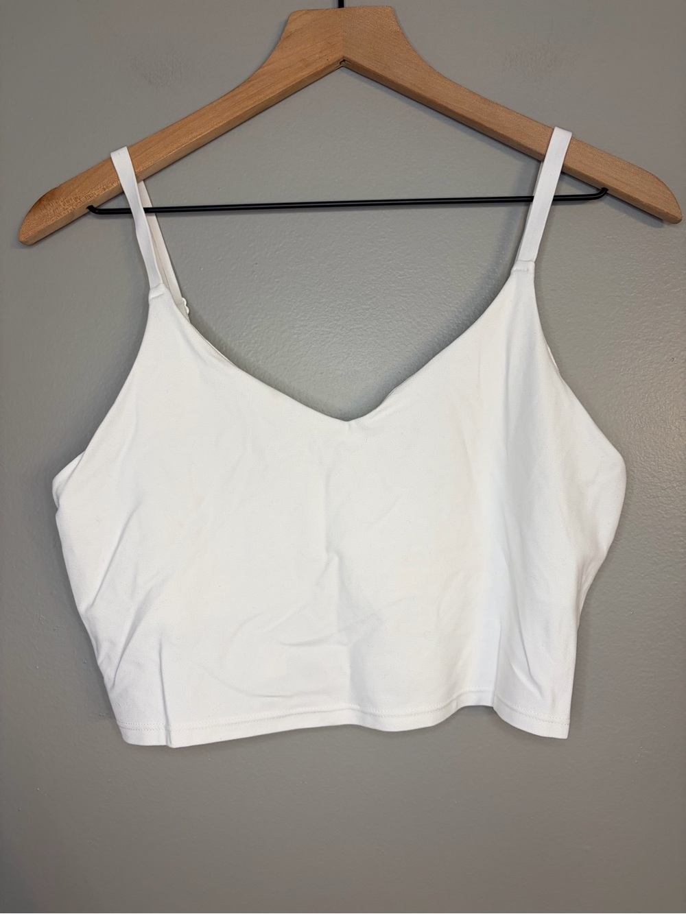 Athleta Women’s White Elevation V-Neck Longline Bra, Size Large